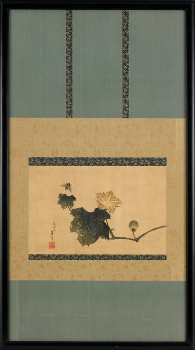 パンプキン・ヴァインとホース・フライ、カリフォルニア州。 1825-1833。 作： Katsushika Hokusai