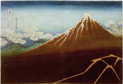 サミットの下のにわか雨 作： Katsushika Hokusai
