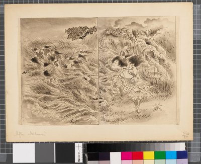 日韓戦の情景 18世紀末～19世紀前半 紙本墨画 作： Katsushika Hokusai