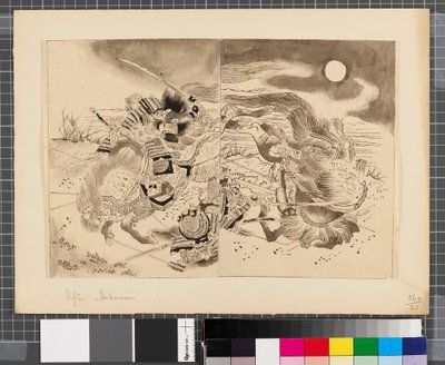 日韓戦の情景 18世紀末～19世紀前半 紙本墨画 作： Katsushika Hokusai