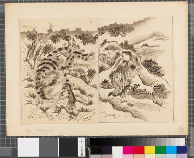 日韓戦の情景 18世紀末～19世紀前半 紙本墨画 作： Katsushika Hokusai