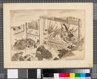 日韓戦の情景 18世紀末～19世紀前半 紙本墨画 作： Katsushika Hokusai