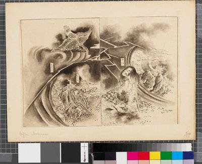 日韓戦の情景 18世紀末～19世紀前半 紙本墨画 作： Katsushika Hokusai