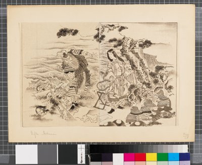 日韓戦の情景 18世紀末～19世紀前半 紙本墨画 作： Katsushika Hokusai