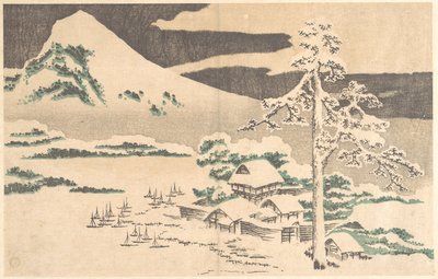 『北斎写真画譜』所収「冬の海辺の村」 作： Katsushika Hokusai