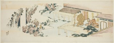 滝に枝の束を投げる使用人 作： Katsushika Hokusai