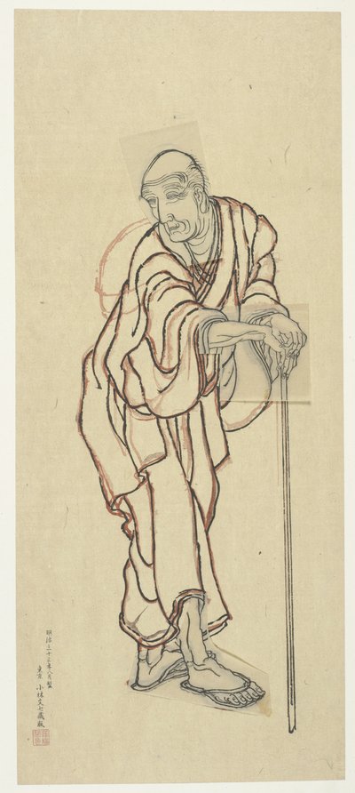 18世紀後半から19世紀初頭の木版画のスケッチ。 作： Katsushika Hokusai