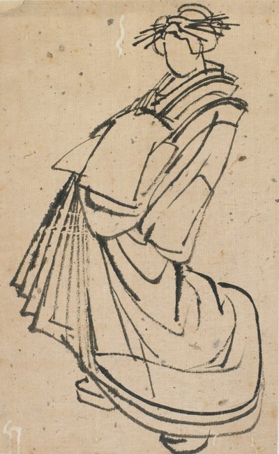 遊女のスケッチ、18 世紀後半から 19 世紀初頭。 作： Katsushika Hokusai