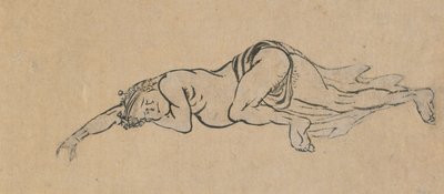 眠れる男、18 世紀後半から 19 世紀初頭。 作： Katsushika Hokusai
