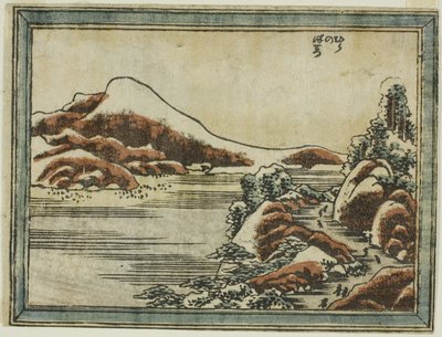 近江八景 銅版近江八景 比良の薄暮雪 作： Katsushika Hokusai