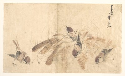 スズメ 作： Katsushika Hokusai