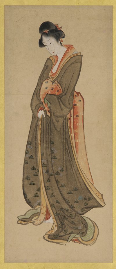 背の高い少女の立像、18 世紀後半から 19 世紀初頭。 作： Katsushika Hokusai