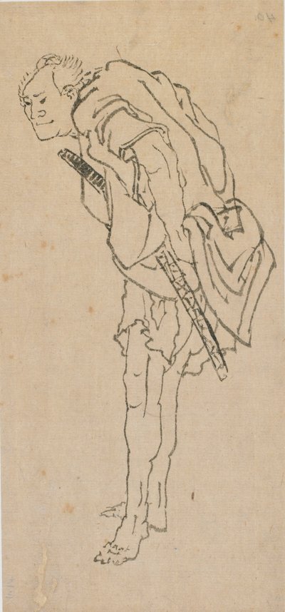 立っている男、18 世紀後半から 19 世紀初頭。 作： Katsushika Hokusai
