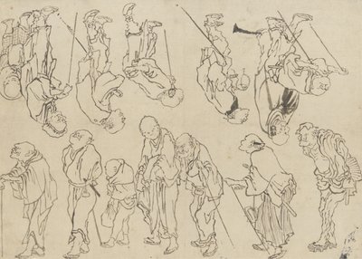 ラメ巡礼の研究、江戸時代（紙に墨） 作： Katsushika Hokusai