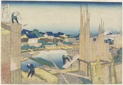 本城の館川、1831-1834 作： Katsushika Hokusai