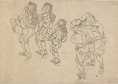 獅子舞、18 世紀後半から 19 世紀初頭。 作： Katsushika Hokusai