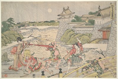 忠臣蔵四十七連隊（忠臣蔵）第三幕 伴内らに襲われる官平 作： Katsushika Hokusai