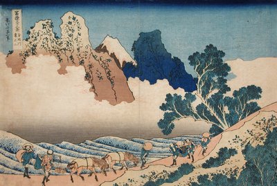 身延川からの富士の裏、1830年頃（版画） 作： Katsushika Hokusai