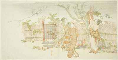 夜の梅の木の下で 3 人の女性 作： Katsushika Hokusai