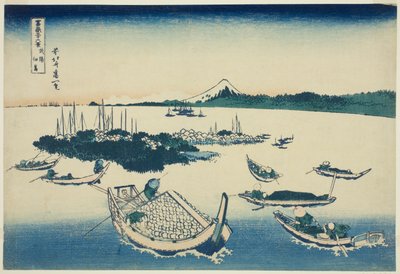 佃島 員 武蔵 Ｐロヴィんせ （ブヨ 佃島）、 ｆろｍ テェ セリエｓ ”ティｒｔｙー氏ｘ ヴィエｗｓ おｆ も運ｔ フジ （富岳 傘寿六桂）” 作： Katsushika Hokusai