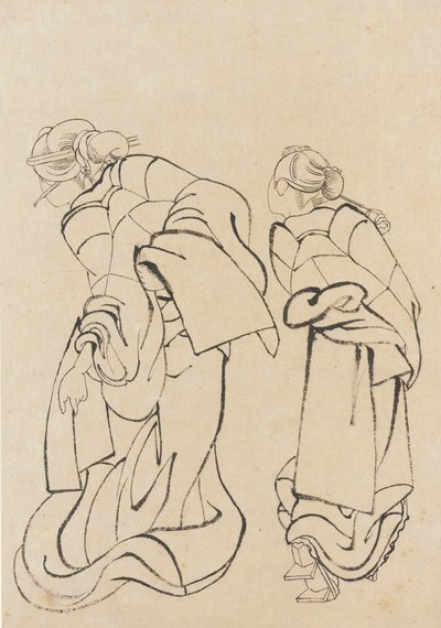 18世紀後半から19世紀初頭の2人の女性。 作： Katsushika Hokusai