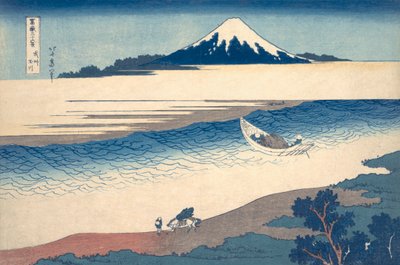 北斎の「多摩川と富士山」の浮世絵 作： Katsushika Hokusai