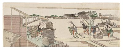 市場向けにカツオを荷下ろしする 作： Katsushika Hokusai