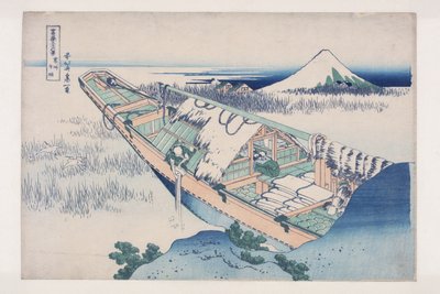 常陸国の牛堀」（カラー木版画 作： Katsushika Hokusai