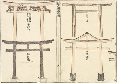 さまざまな種類の鳥居のアーチ、1816年 作： Katsushika Hokusai