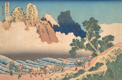 身延川から見た富士の向こう側からの眺め 1830-32。 作： Katsushika Hokusai