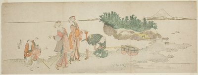 江ノ島への来訪者 作： Katsushika Hokusai