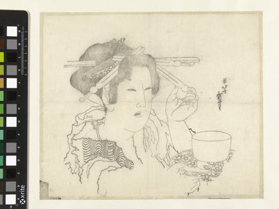 ティーカップを持つ女性 作： Katsushika Hokusai