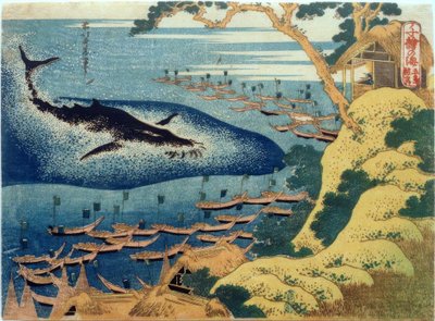 五島列島沖のクジラ釣り 作： Katsushika Hokusai