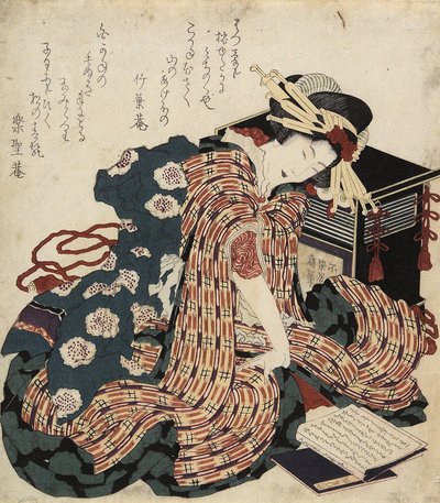 本を読む女、1822 作： Katsushika Hokusai