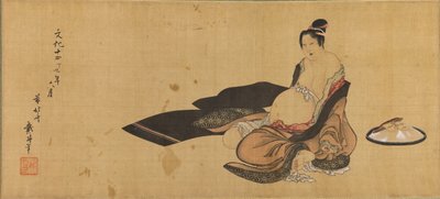 だらしない格好で出産する女性 詳細 作： Katsushika Hokusai