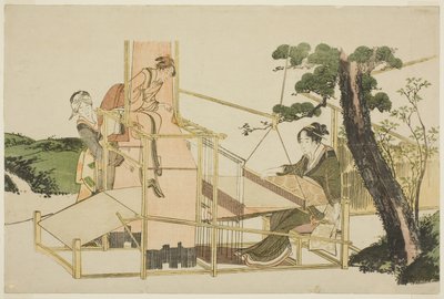 織機で織る女性たち 作： Katsushika Hokusai