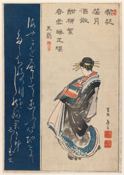 遊女の肖像、1853年（色木版画） 作： Katsushika II Taito