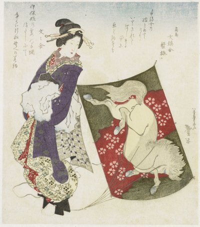 凧の糸の上に立つ女 作： Katsushika Taito II