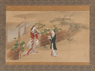 源氏物語源氏物語の夕顔の章、18世紀。 作： Kawamata Tsunemasa
