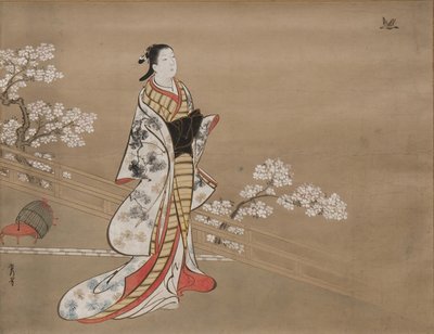 源氏物語第五帖「ラベンダー若紫」の紫のパロディ、18世紀。 作： Kawamata Tsuneyuki
