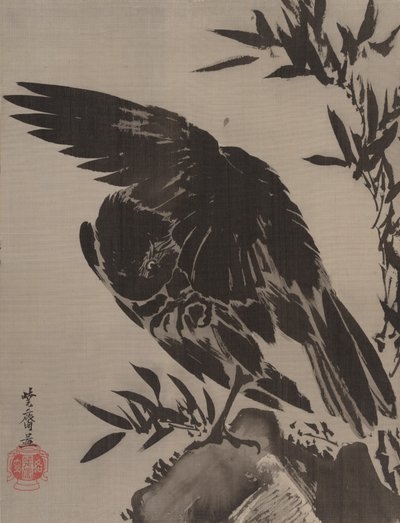 カラスオンロック1887。 作： Kawanabe Kyosai