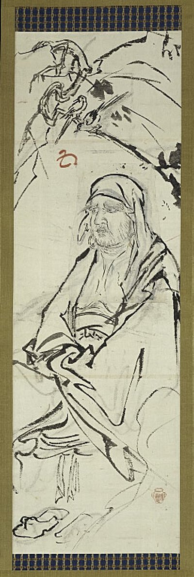達磨、6枚のスケッチのうちの1枚 作： Kawanabe Kyosai
