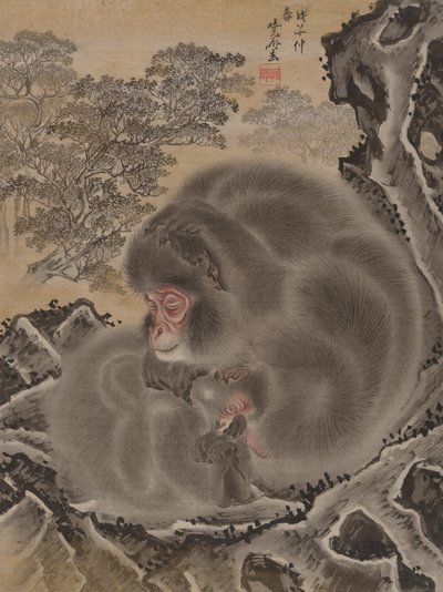 サル、1888年3月。 作： Kawanabe Kyosai