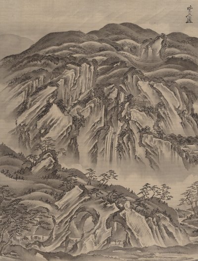 ロッキーの風景、ca。 1887。 作： Kawanabe Kyosai