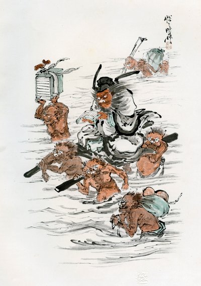 ショーキとアテンダントデーモン、1898年。 作： Kawanabe Kyosai