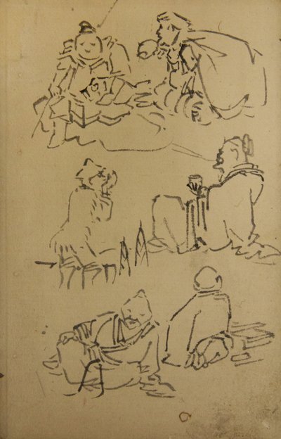 東アジアの伝説的人物のスケッチ 19世紀後半 作： Kawanabe Kyosai