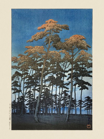 川瀬巴水と渡辺正三郎による「大宮の氷川公園」（1930年） 作： 