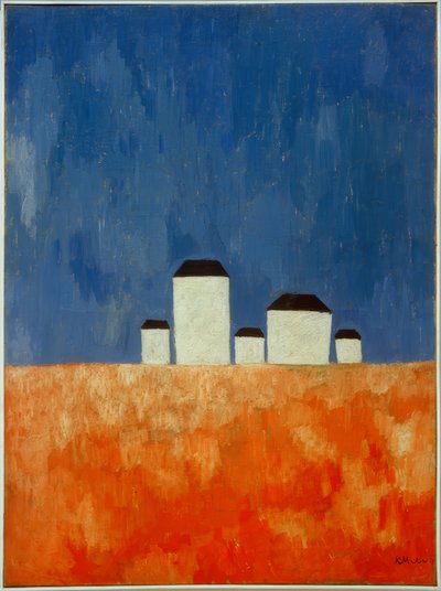 5つの家のある風景 作： Kazimir Severinovich Malevich