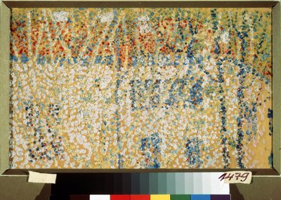 風景（風景）。 Kasimir Severinovitch Malevich (Malevitch, Malevitch) (1878-1935) の作品、ボール紙に油彩 作： Kazimir Severinovich Malevich
