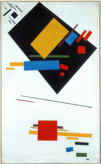 シュプレマティストの絵画、黒の台形と赤の広場、1915 作： Kazimir Severinovich Malevich